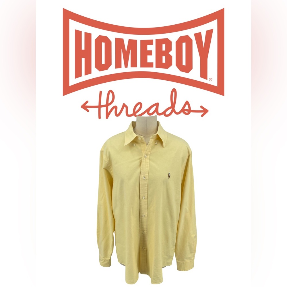 Ralph Lauren Yellow Casual Button Down Shirt Size:LG